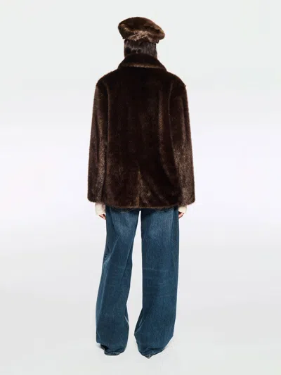 Stand Studio Evyn Double-pocket Faux-fur Jacket In Brown