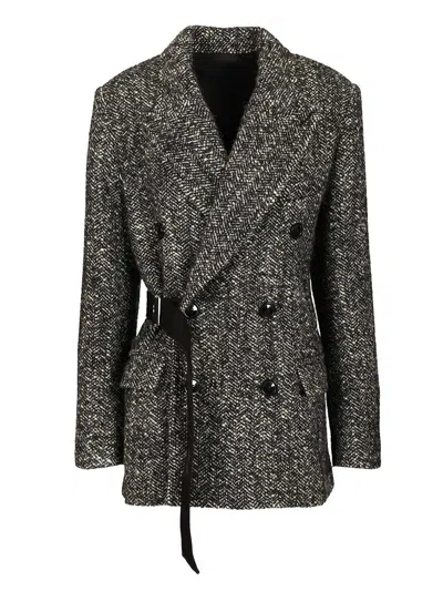 Isabel Marant Ezzia-gd Boyish Buckle Coat Blazer Coats Black In Gray