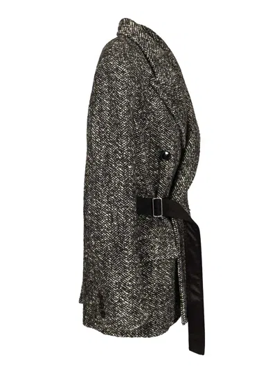 Isabel Marant Ezzia-gd Boyish Buckle Coat Blazer Coats Black In Gray