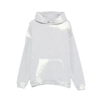 Stay Human On Earth Distressed-effect Hoodie In Gray