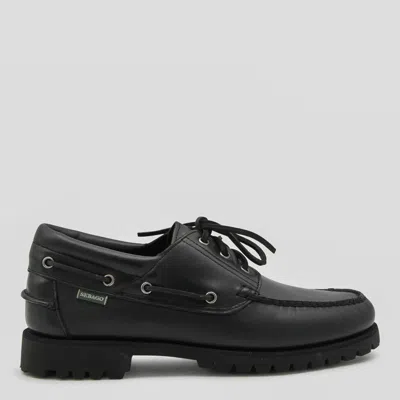 Sebago Brogues With Stitched Detailing And Rubber Sole In Black