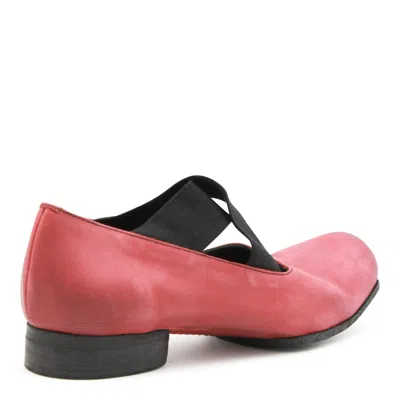 Uma Wang Red And Black Leather Ballet Flats In Pink
