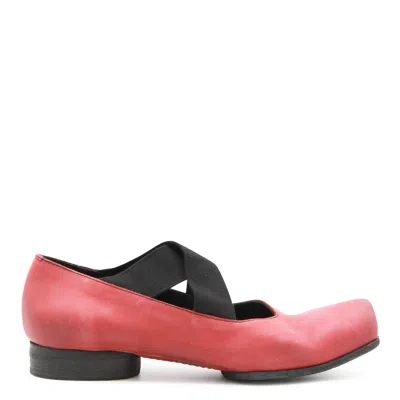 Uma Wang Red And Black Leather Ballet Flats In Pink