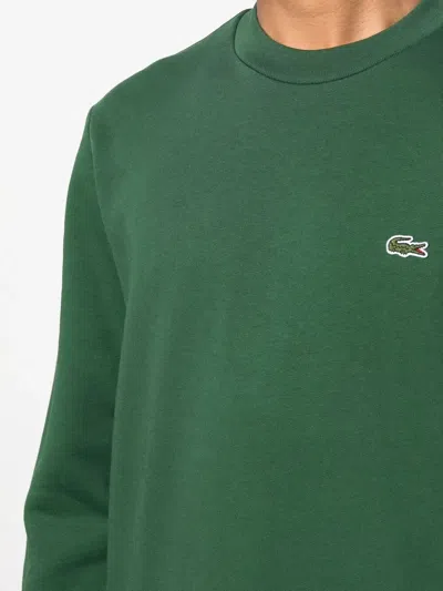 Lacoste Green Brushed Cotton Sweatshirt In Green