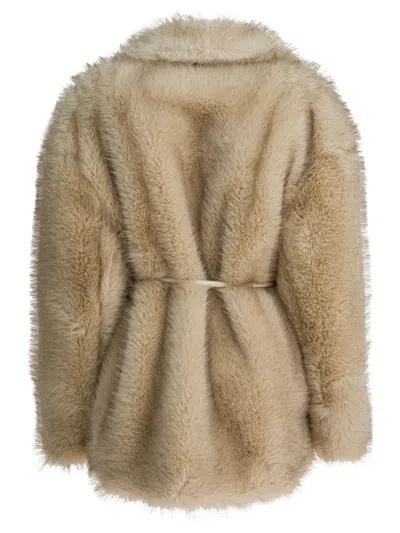 Sportmax Furry Effect Fabric Coat Jackets And Coats Beige In Multi