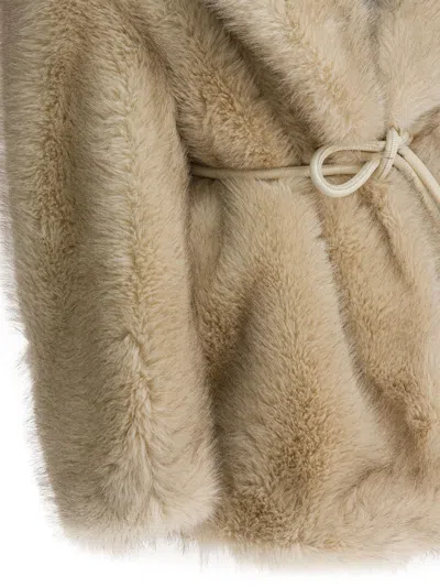 Sportmax Furry Effect Fabric Coat Jackets And Coats Beige In Multi