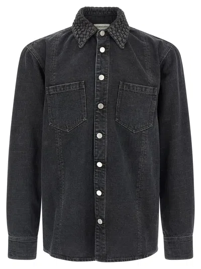 Namacheko Braided Long Sleeve Shirt With Quilted Collar In Black