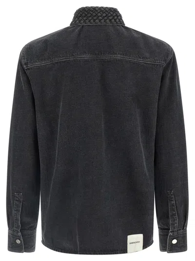 Namacheko Braided Long Sleeve Shirt With Quilted Collar In Black