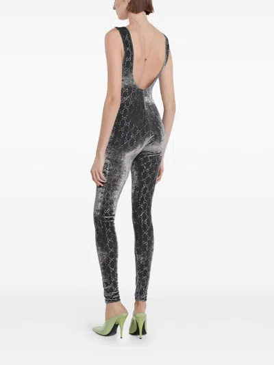 Gucci Crystal Chenille Sleeveless Jumpsuit Pattern In Black