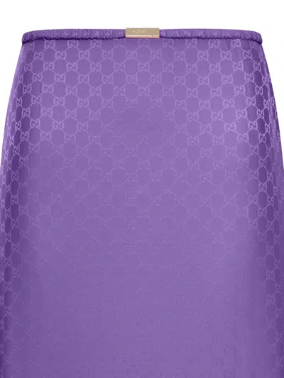 Gucci Silk Skirt Featuring Elasticated Waist In Purple