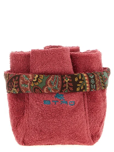 Etro Home Giano Towels Red In Red