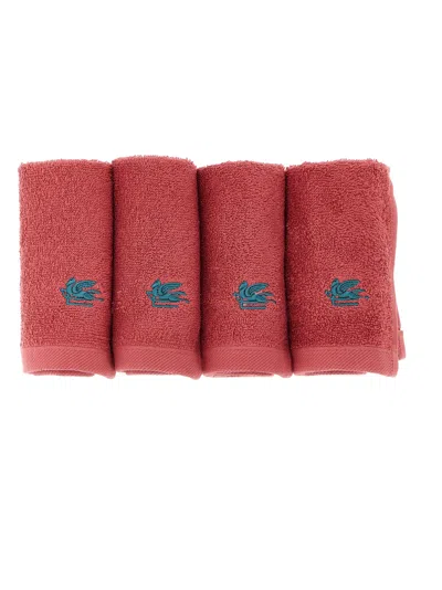Etro Home Giano Towels Red In Red