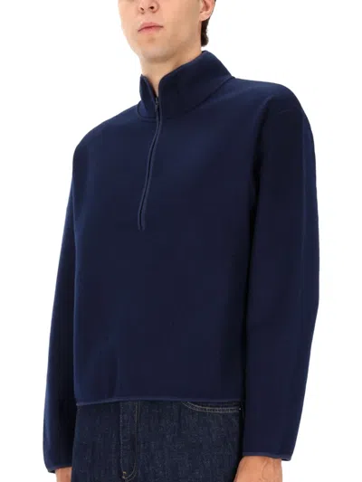 Sunflower Wool Half Zip Sweatshirt In Blue