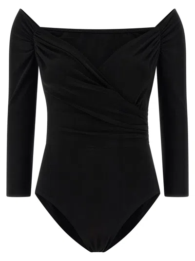 Norma Kamali Heart-shaped Neckline Bodysuit Tops Black In Black
