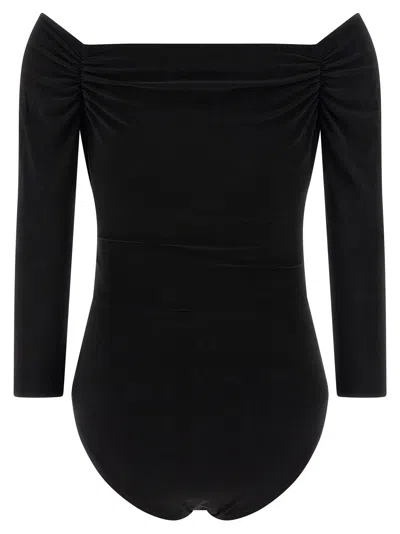 Norma Kamali Heart-shaped Neckline Bodysuit Tops Black In Black