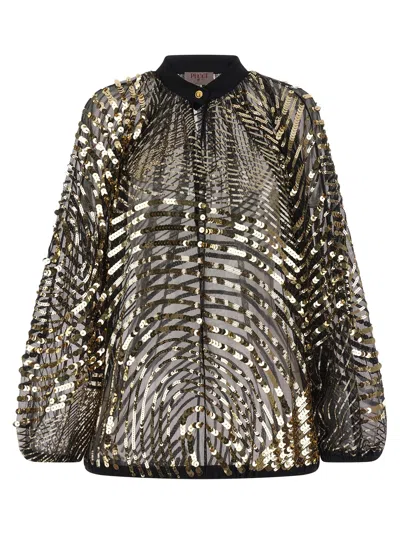 Pucci Sheer Blouse With Long Sleeves And Sequins In Gold