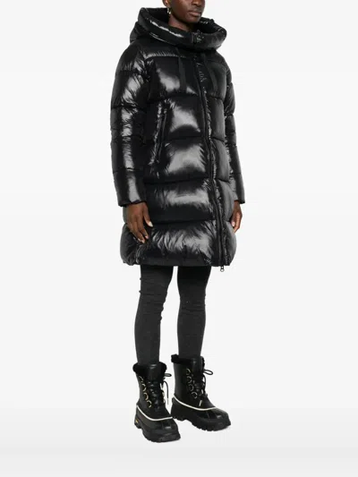 Save The Duck Isabel Long Down Jacket In Black