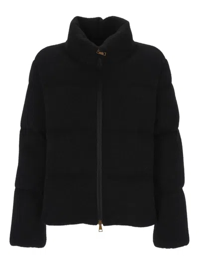 Moncler High Neck Padded Blazer With Long Sleeves In Black