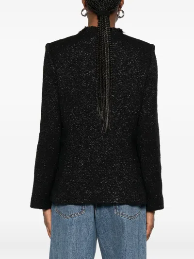 Iro Textured Blazer With Frayed Trim And Pockets In Black