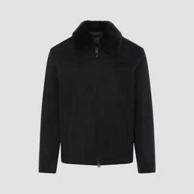 Canali Coach Jacket With Colar Shirling In Blue