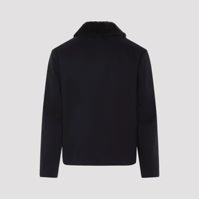Canali Coach Jacket With Colar Shirling In Blue