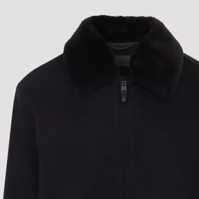 Canali Coach Jacket With Colar Shirling In Blue