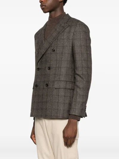 Boglioli Double-breasted Wool Blend Jacket In Multi