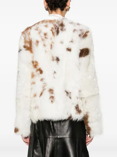 Zimmermann Hypnotic Spot Shearling Jacket In White