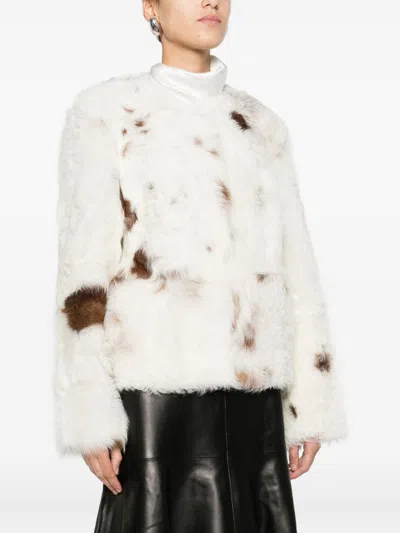 Zimmermann Hypnotic Spot Shearling Jacket In White