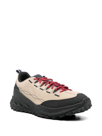 Keen Beige Vitello Leather Sneakers With Rugged Outsole In Black