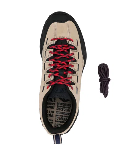 Keen Beige Vitello Leather Sneakers With Rugged Outsole In Black