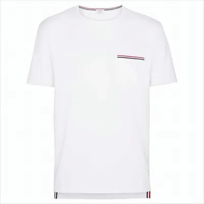 Thom Browne Short-sleeved T-shirt With Striped Pocket Detail In Brown