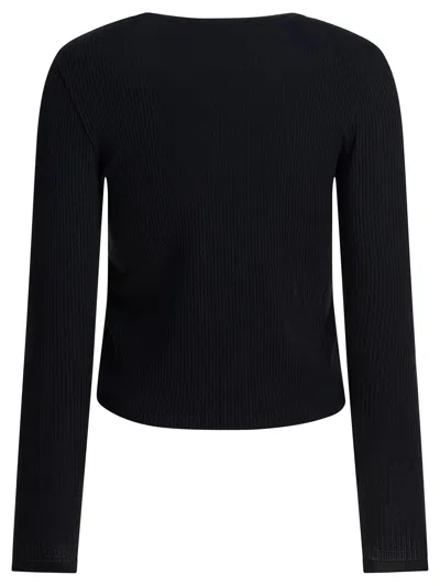 Maison Kitsuné Cropped Knitwear With Long Sleeves And Ribbed Texture In Black