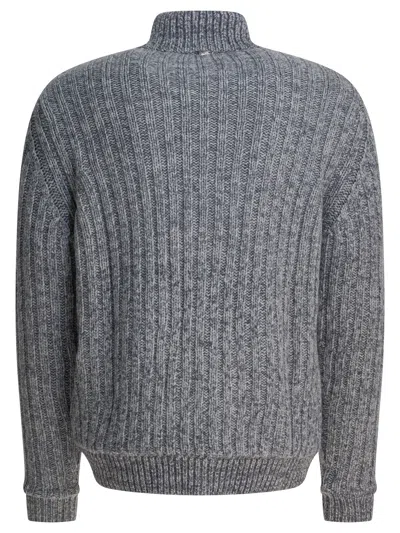 Herno Grey Single-breasted Wool Coat In Gray