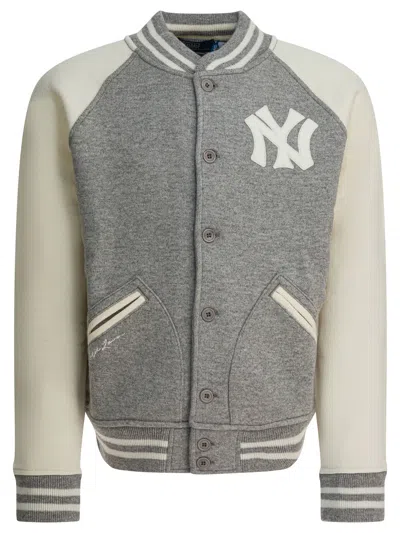 Polo Ralph Lauren Stylish Knit Jacket Contrast Sleeves In Gray