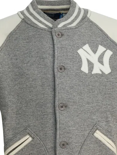 Polo Ralph Lauren Stylish Knit Jacket Contrast Sleeves In Gray