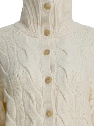 Polo Ralph Lauren Cable-knit Wool-cashmere Cardigan In Neutral