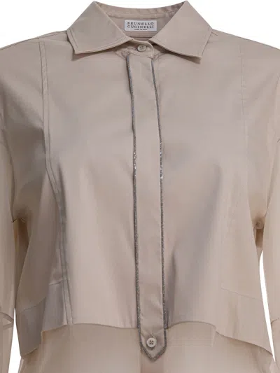 Brunello Cucinelli Layered Shirt Shirts Grey In Neutral