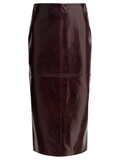 Sportmax Leather Midi Skirt Skirts Bordeaux In Burgundy
