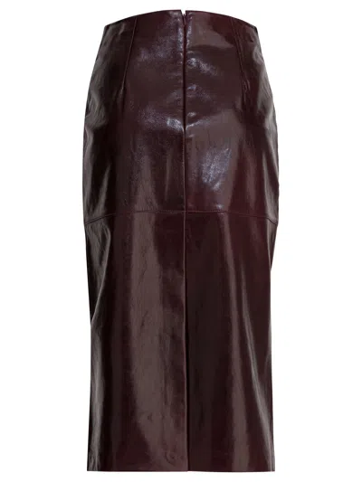 Sportmax Leather Midi Skirt Skirts Bordeaux In Burgundy