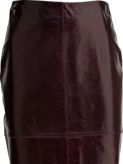 Sportmax Leather Midi Skirt Skirts Bordeaux In Burgundy