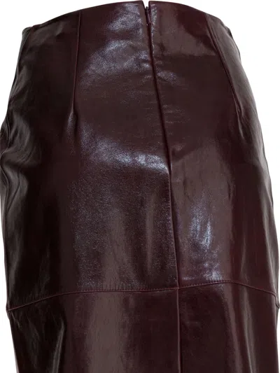 Sportmax Leather Midi Skirt Skirts Bordeaux In Burgundy