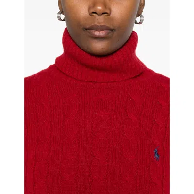 Ralph Lauren Leather Sweaters In Red