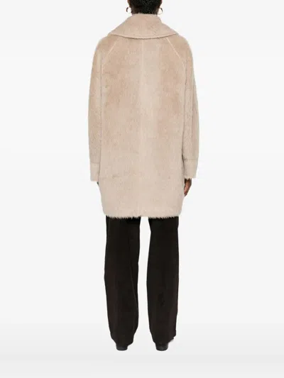 Tagliatore Double-breasted Alpaca-wool Blend Coat With Wide Lapels In Neutral