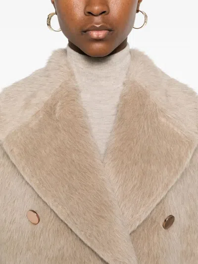Tagliatore Double-breasted Alpaca-wool Blend Coat With Wide Lapels In Neutral