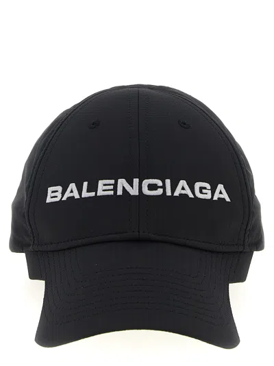 Balenciaga Embroidered Logo Baseball Cap In Black
