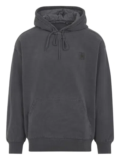 Carhartt Hooded Cotton Vista Sweater With Tonal Details And Logo Patch In Gray