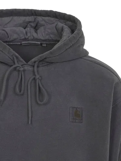 Carhartt Hooded Cotton Vista Sweater With Tonal Details And Logo Patch In Gray