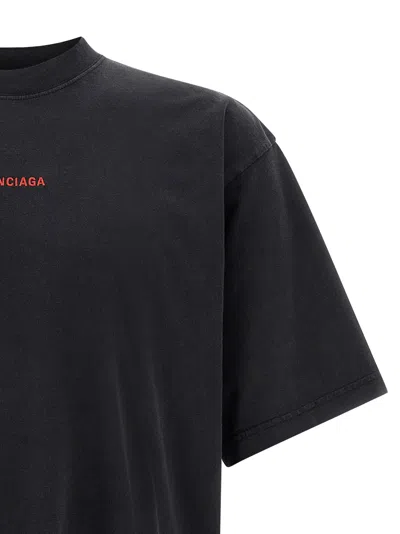 Balenciaga Black Crewneck T-shirt With Logo On The Front And On The Back In Cotton Man In Black