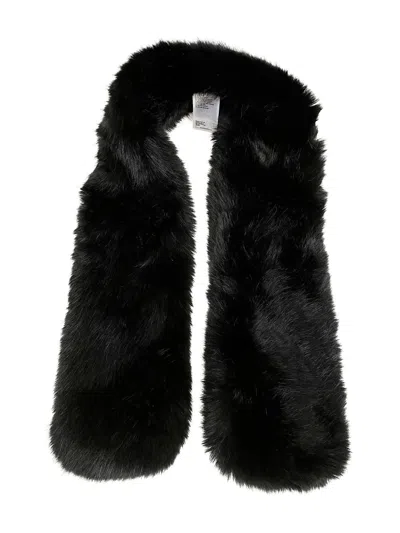 Stand Studio Plush Faux Fur Scarf With Rich Black Texture In Black